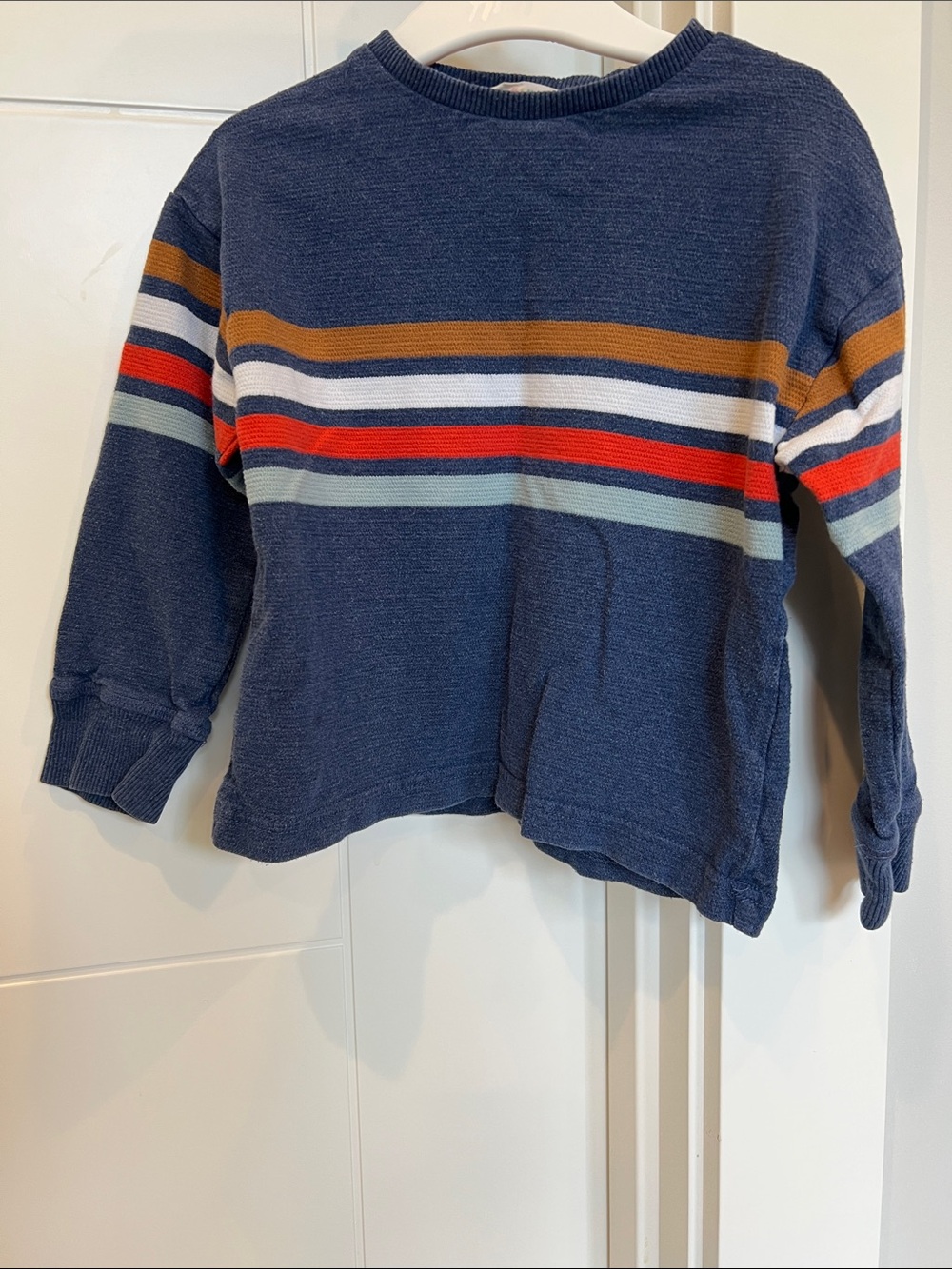Mini Boden Textured Chest Stripe T-shirt, size 2-3Y